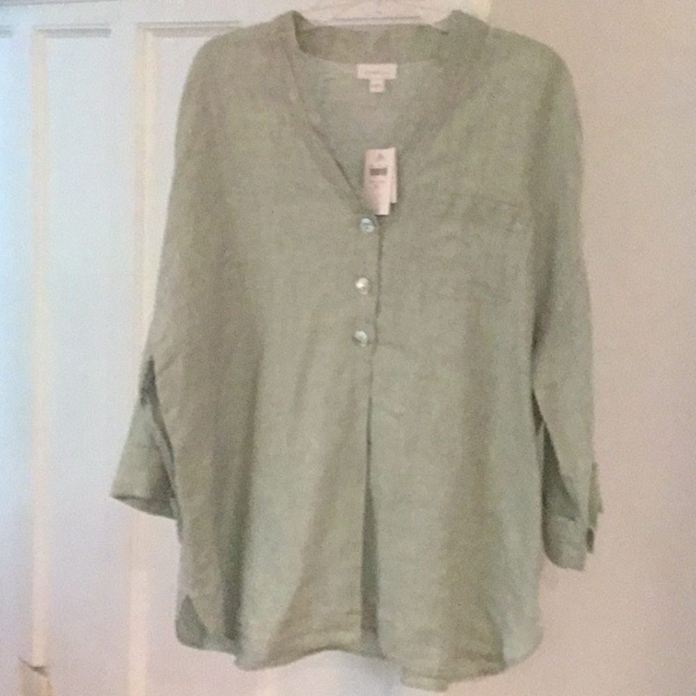 Women's Green Linen Top